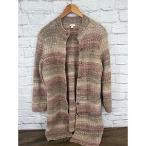 J. Jill Alpaca Wool Blend Ombre Cardigan Duster Sweater Sz L Career Cozy Office